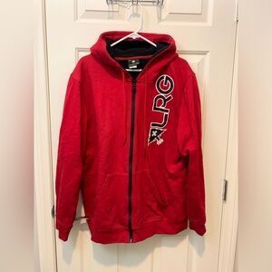 LRG Lifted Reasearch Group Hoodie Red Zip Front Outdoor Jacket Men's Size XL